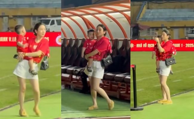 Cam thường của Chu Thanh Huyền: Mẹ bỉm xinh đẹp b&ecirc;n Quang Hải ăn mừng v&ocirc; địch V . League 2026 - Ảnh 1.