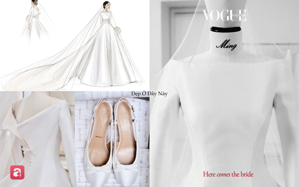 Cận cảnh váy cưới đẹp như chuyện cổ tích của Hề Mộng Dao: 600 giờ thực hiện, trang sức đắt đỏ gây choáng ngợp - Ảnh 6.