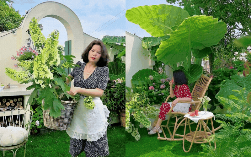 Khu vườn kiểu Ph&aacute;p của người phụ nữ sống độc th&acirc;n c&ugrave;ng cỏ c&acirc;y b&aacute;nh tr&aacute;i: 