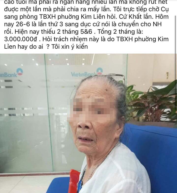Cụ b&agrave; 97 tuổi ở H&agrave; Nội phải đi 3 lần mới nhận được tiền trợ cấp th&aacute;ng 8 / 2026 - Ảnh 1.