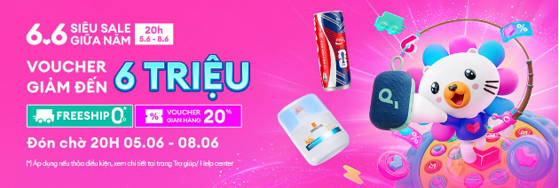 Si&ecirc;u Sale 6.6 đổ bộ tại Lazada: Voucher tới 6 triệu, hơn 10.000 shop ch&iacute;nh h&atilde;ng quốc tế, deal giảm s&acirc;u tới 50%  - Ảnh 1.