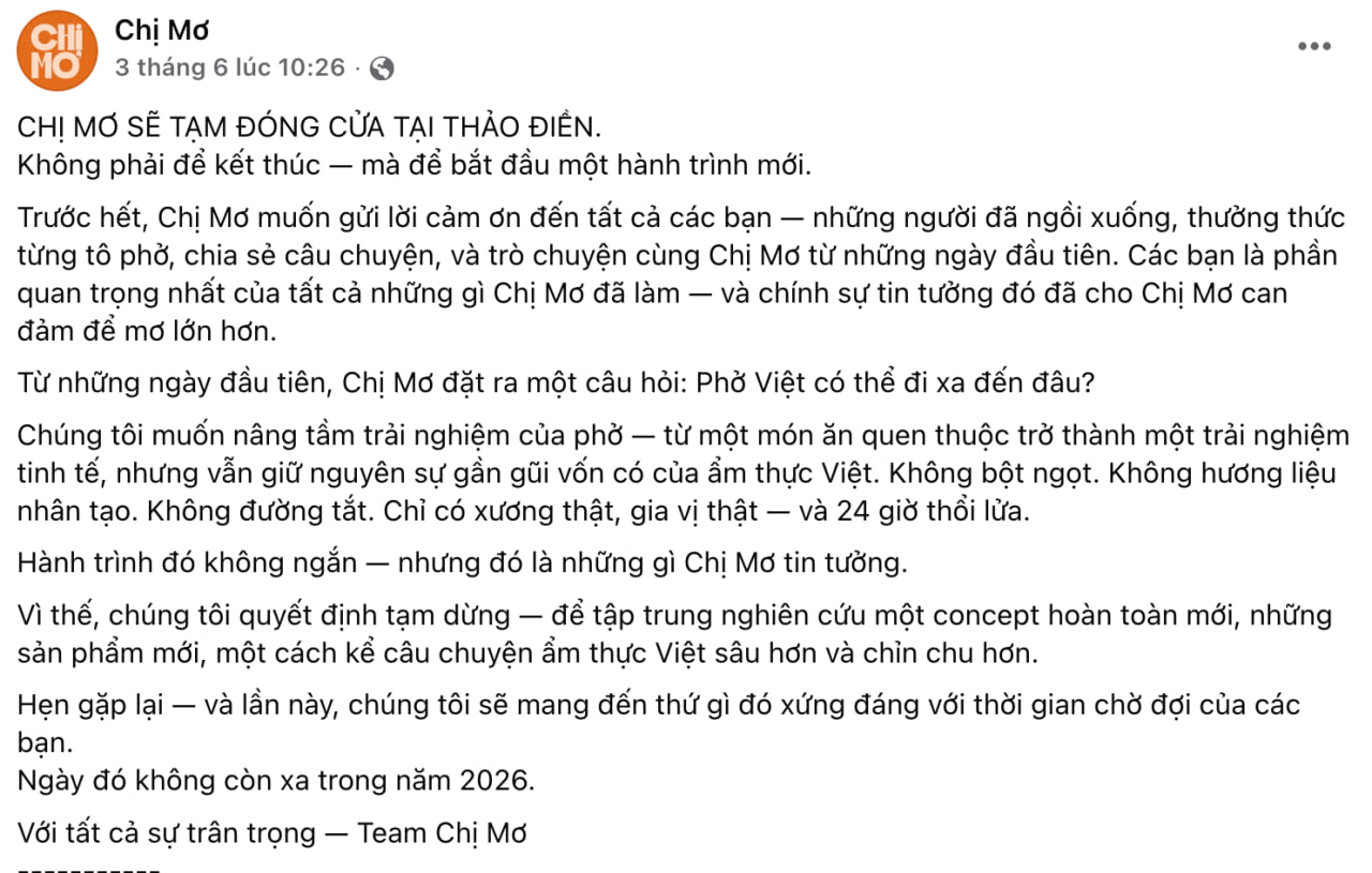 Phở Chị Mơ: Từ đ&oacute;ng cửa đến danh hiệu Michelin Bib Gourmand 2026 - Ảnh 3.