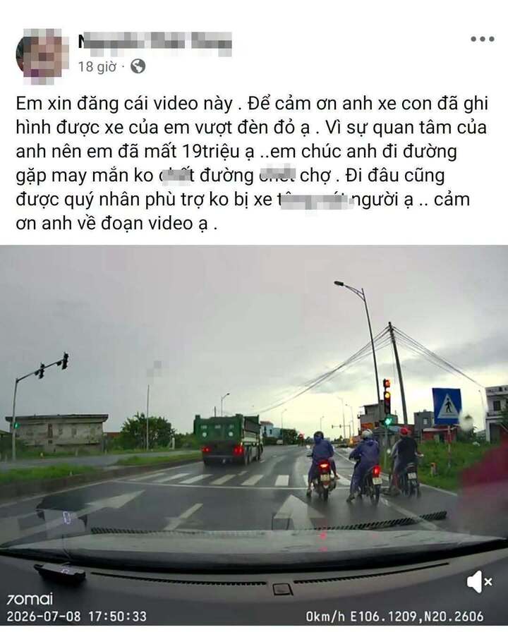 T&agrave;i xế vượt đ&egrave;n đỏ bị phạt nặng v&agrave; phản ứng g&acirc;y sốc tr&ecirc;n mạng x&atilde; hội - Ảnh 1.