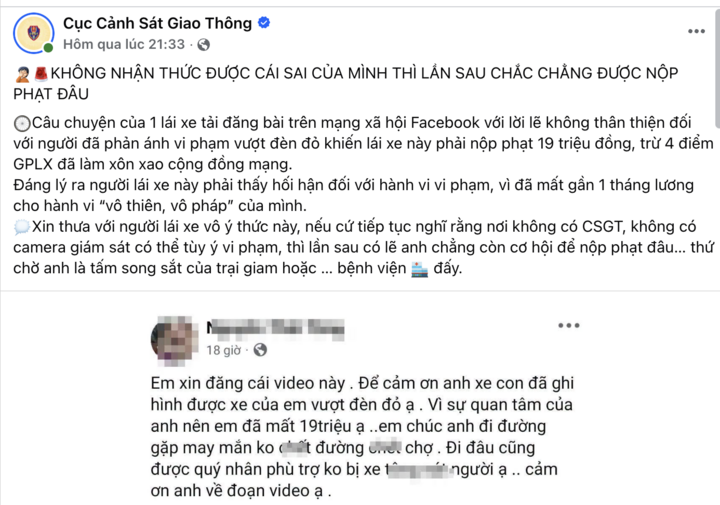 T&agrave;i xế vượt đ&egrave;n đỏ bị phạt nặng v&agrave; phản ứng g&acirc;y sốc tr&ecirc;n mạng x&atilde; hội - Ảnh 2.