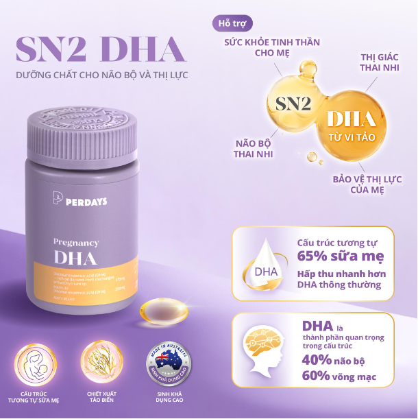 Perdays Pregnancy DHA &ndash; SN-2 DHA vi tảo &Uacute;c cho mẹ bầu - Ảnh 1.