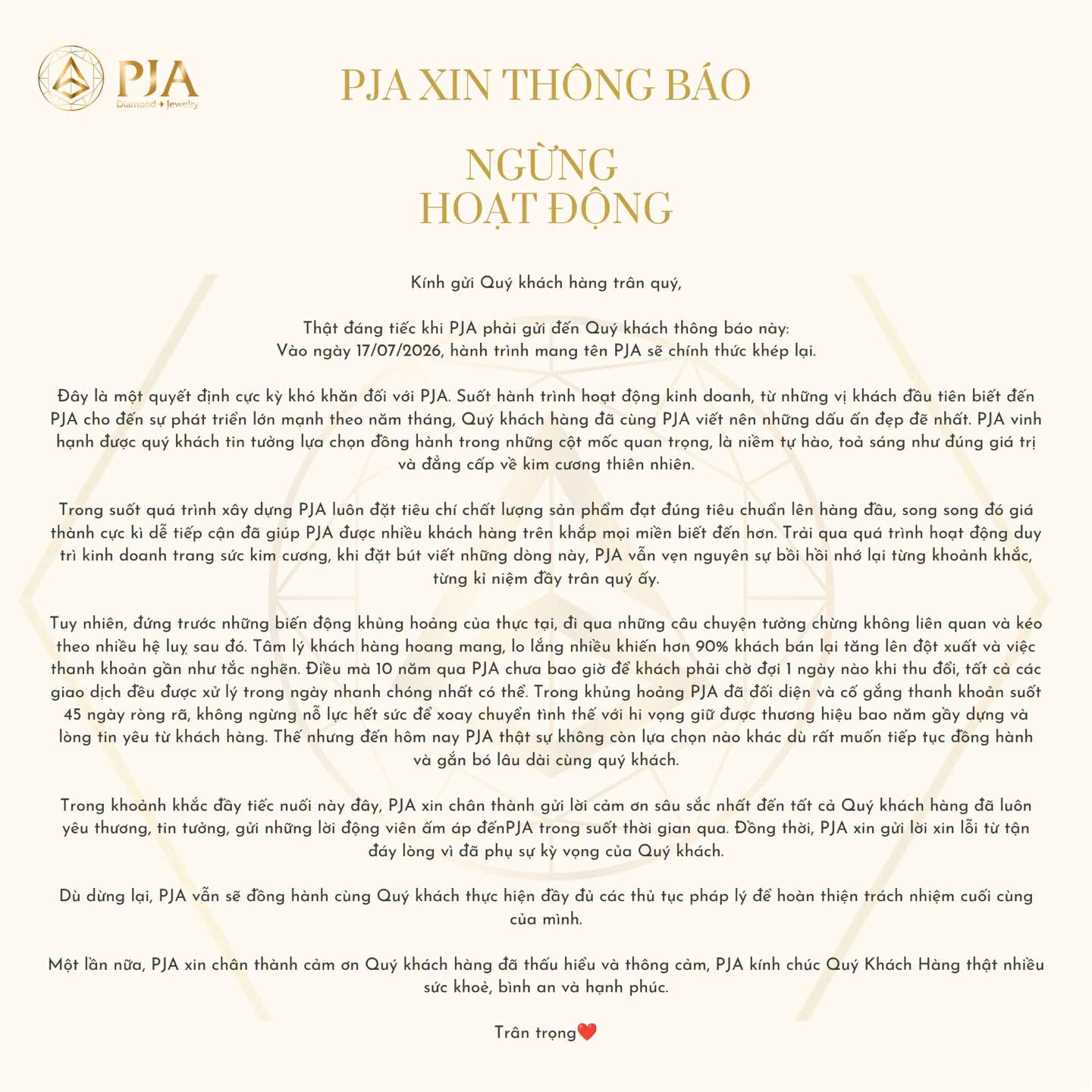 PJA kim cương ch&iacute;nh thức ngừng hoạt động: Kh&oacute; khăn trong ng&agrave;nh kim cương 2026 - Ảnh 2.