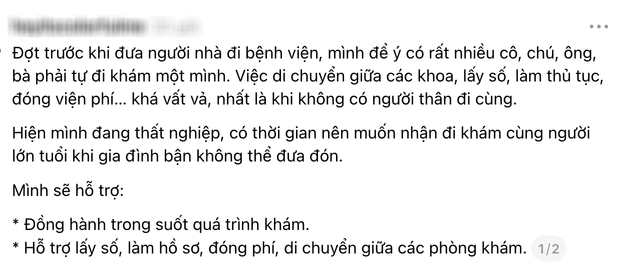 Ngày càng nhiều người nhận đưa người cao tuổi đi khám bệnh: Một xu hướng việc làm mới đang dần hình thành - Ảnh 2.