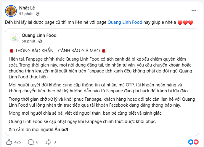 Quang Linh Vlogs v&agrave; chị g&aacute;i Nhật Lệ l&ecirc;n tiếng về thương hiệu Quang Linh Food - Ảnh 1.