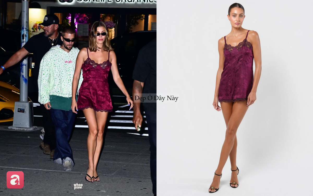 Hailey Bieber lại biến đường phố th&agrave;nh s&agrave;n diễn với chiếc v&aacute;y 