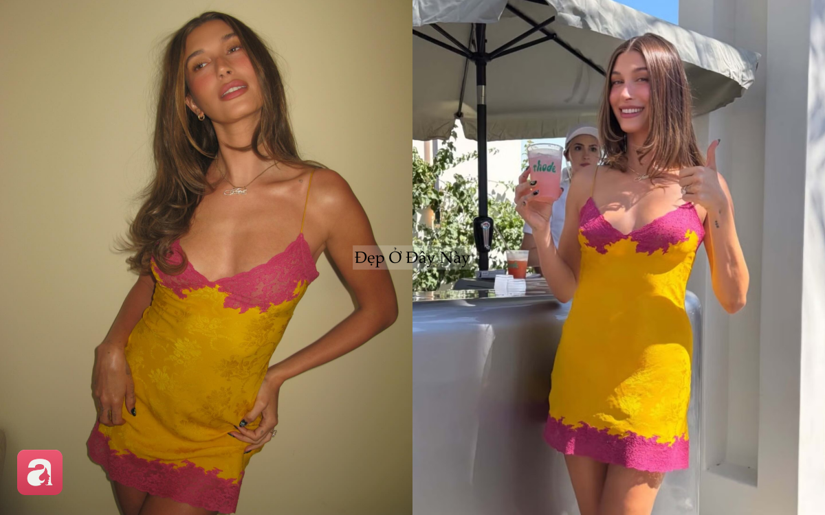 Hailey Bieber lại biến đường phố th&agrave;nh s&agrave;n diễn với chiếc v&aacute;y 