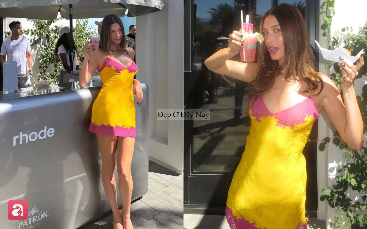 Hailey Bieber lại biến đường phố th&agrave;nh s&agrave;n diễn với chiếc v&aacute;y 