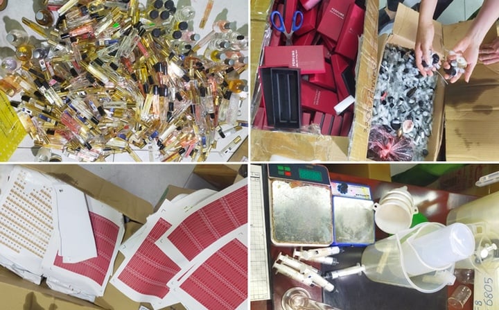 Triệt ph&aacute; đường d&acirc;y sản xuất nước hoa giả tr&ecirc;n Shopee , khởi tố 13 người - Ảnh 3.