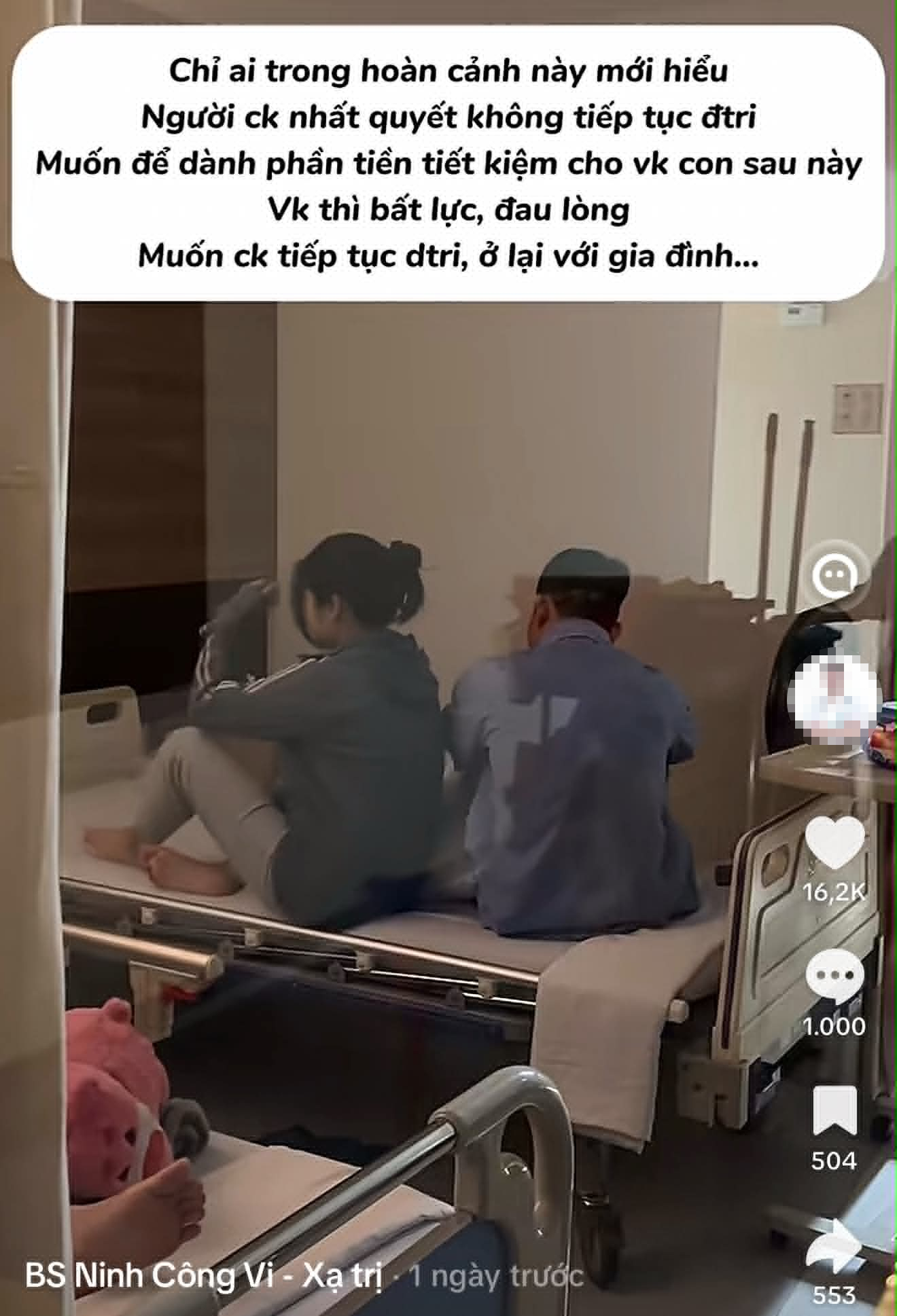 Hình ảnh lặng người trong phòng bệnh: Người chồng mắc ung thư nhất quyết muốn dừng điều trị, lý do phía sau khiến nhiều người nghẹn ngào - Ảnh 1.