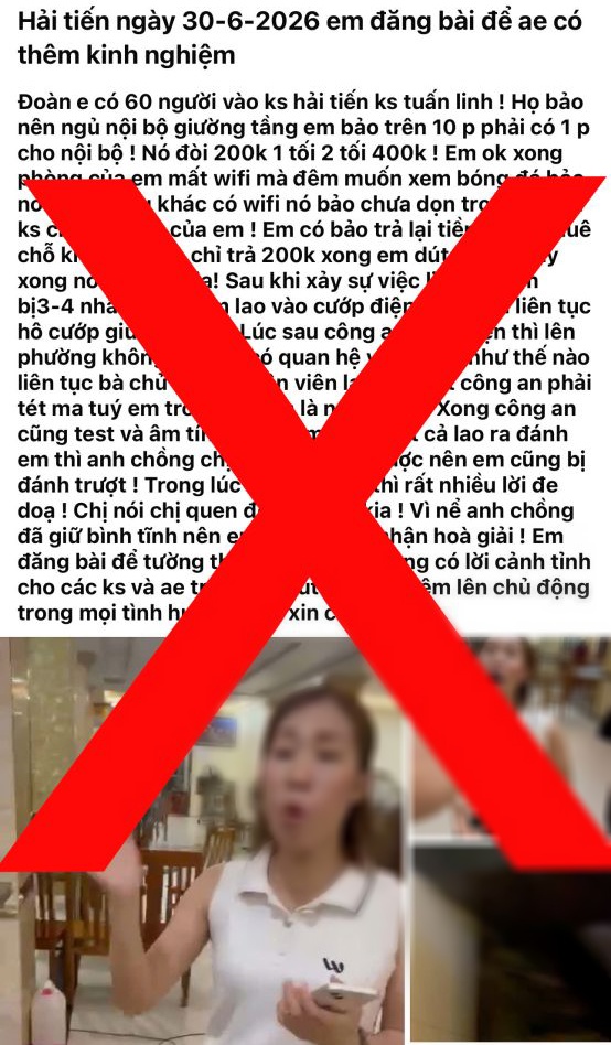 Người phụ nữ tranh c&atilde;i với kh&aacute;ch tại kh&aacute;ch sạn: C&ocirc;ng an khuyến c&aacute;o th&ocirc;ng tin sai lệch - Ảnh 2.