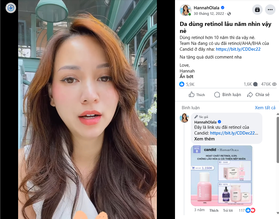 Hannah Olala bị chỉ tr&iacute;ch về retinol bọc vi nang của Candid Sau livestream ng&agrave;y 7 / 7 - Ảnh 6.