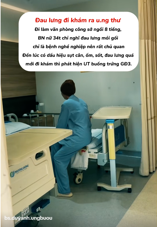 Nữ nhân viên văn phòng 34 tuổi phát hiện ung thư buồng trứng giai đoạn 3: Đau lưng xin đừng vội đổ lỗi cho ngồi nhiều! - Ảnh 1.