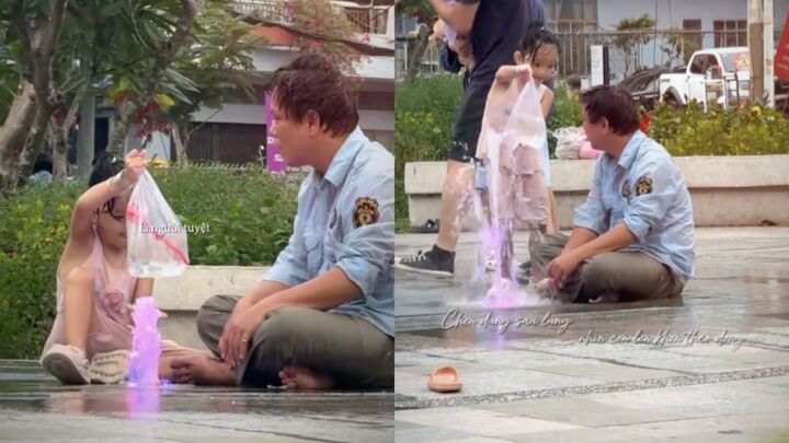 Khoảnh khắc hạnh ph&uacute;c của mẹ v&agrave; b&eacute; b&ecirc;n v&ograve;i phun nước chữa l&agrave;nh t&acirc;m hồn - Ảnh 1.