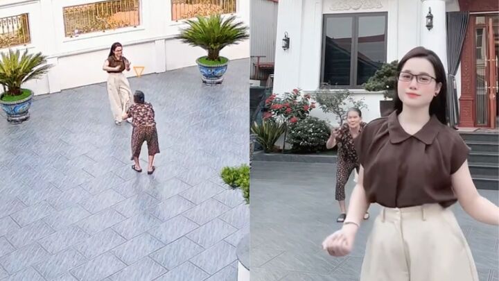 B&agrave; cụ U90 nhảy TikTok c&ugrave;ng ch&aacute;u g&aacute;i: Khoảnh khắc ấm &aacute;p giữa mẹ v&agrave; b&eacute; - Ảnh 1.