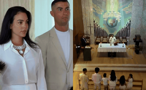 Đ&aacute;m cưới giản dị của Ronaldo v&agrave; Georgina: Lễ thề trong ph&ograve;ng kh&aacute;ch đầy x&uacute;c động - Ảnh 1.