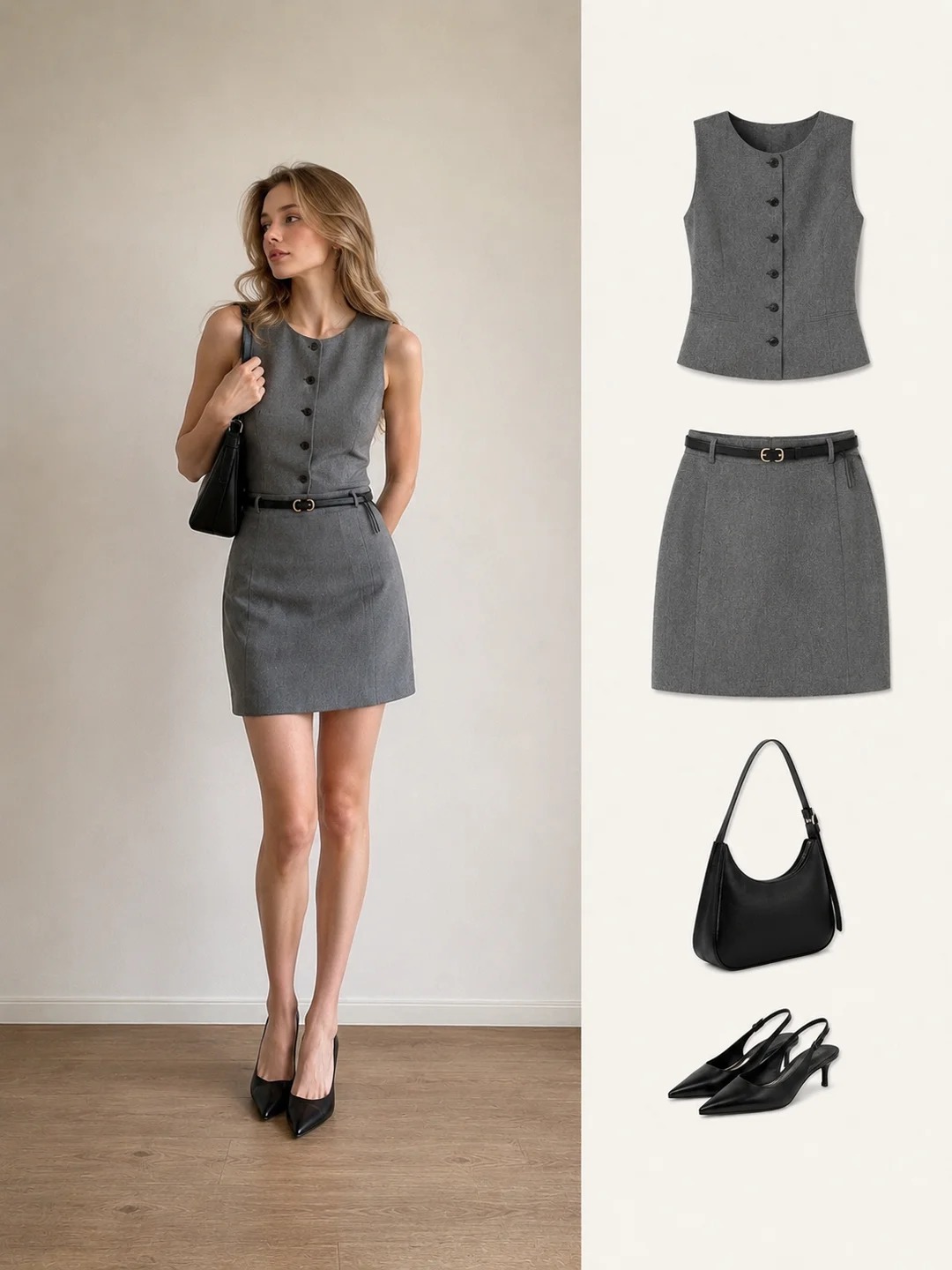 Không cần mua sắm nhiều, chỉ cần diện chân váy xám là đẹp cả tuần theo đúng style