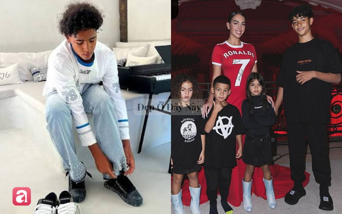 Visual g&acirc;y cho&aacute;ng của con trai Ronaldo: 16 tuổi đ&atilde; cao gần 1m9, cơ bắp cuồn cuộn, mặc g&igrave; cũng đẹp - Ảnh 2.