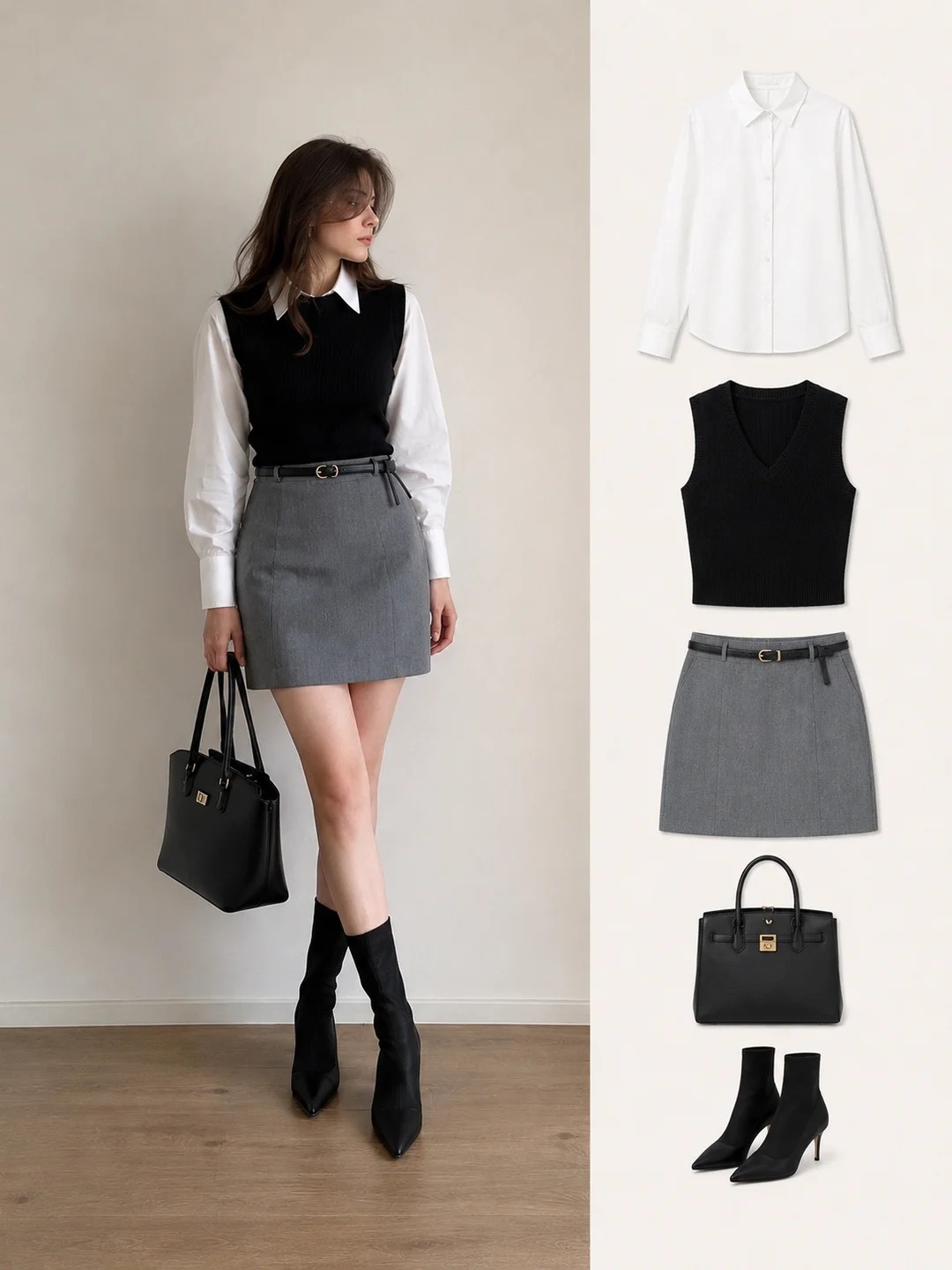 Không cần mua sắm nhiều, chỉ cần diện chân váy xám là đẹp cả tuần theo đúng style