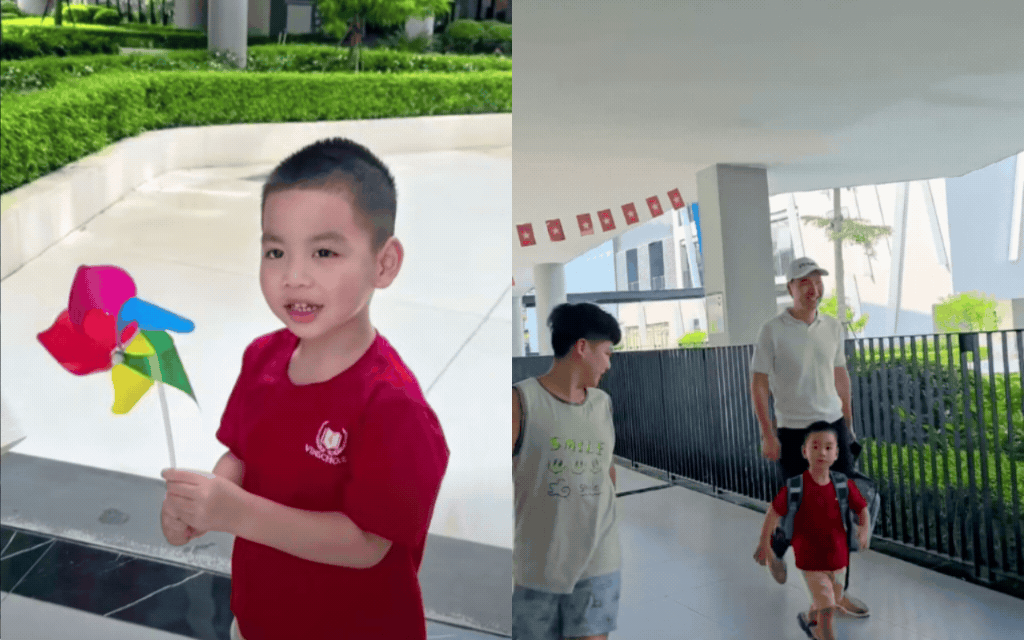 Con trai &uacute;t Mạnh Trường ng&agrave;y đầu đi học mầm non, th&aacute;i độ kh&aacute;c hẳn ở nh&agrave; khiến phụ huynh bật cười- Ảnh 1.
