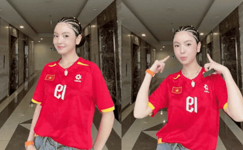 Chu Thanh Huyền g&acirc;y ch&uacute; &yacute; với kiểu t&oacute;c ấn tượng khi cổ vũ Quang Hải tại ASEAN Cup 2026 - Ảnh 1.