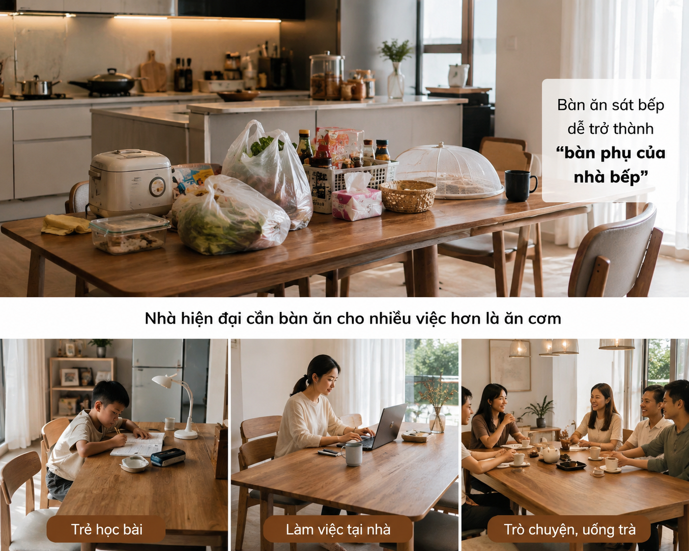 V&igrave; sao nhiều người kh&ocirc;ng c&ograve;n đặt b&agrave;n ăn s&aacute;t bếp? 5 l&yacute; do khiến c&aacute;ch bố tr&iacute; quen thuộc dần thay đổi - Ảnh 3.