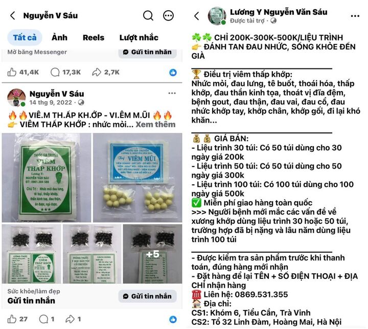 Mạo danh lương y sản xuất thuốc đ&ocirc;ng y giả chứa chất cấm b&aacute;n tr&ecirc;n Facebook - Ảnh 2.