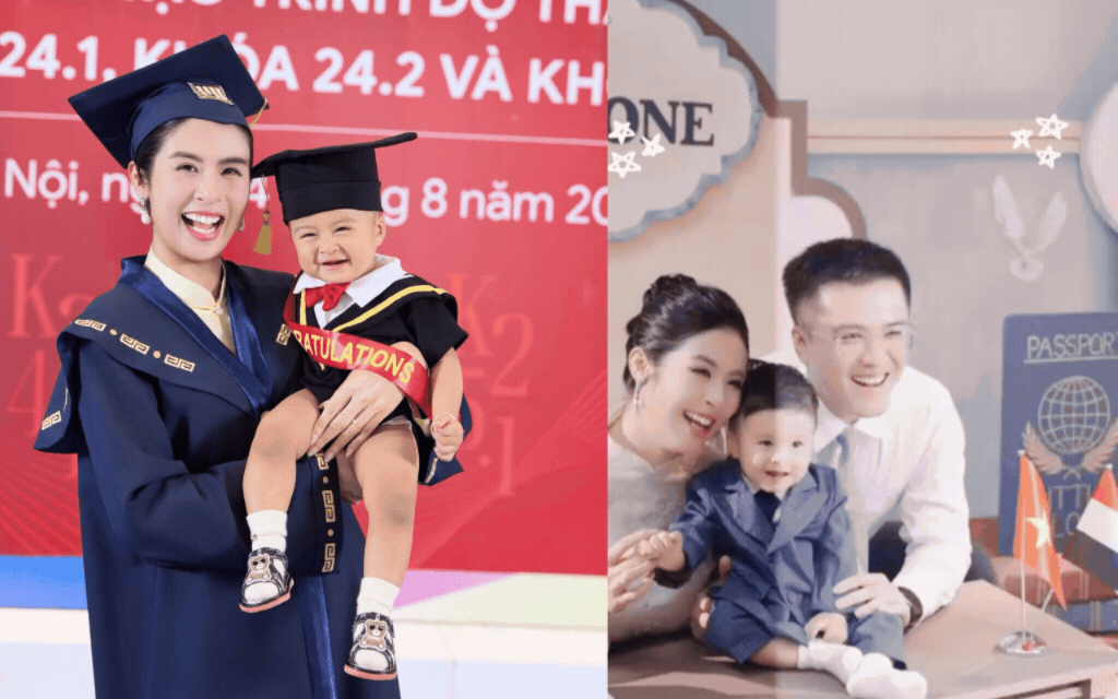 Con trai Hoa hậu Ngọc Hân tròn 1 tuổi chập chững biết đi, vẻ ngoài khôi ngô gây sốt mạng - Ảnh 1.
