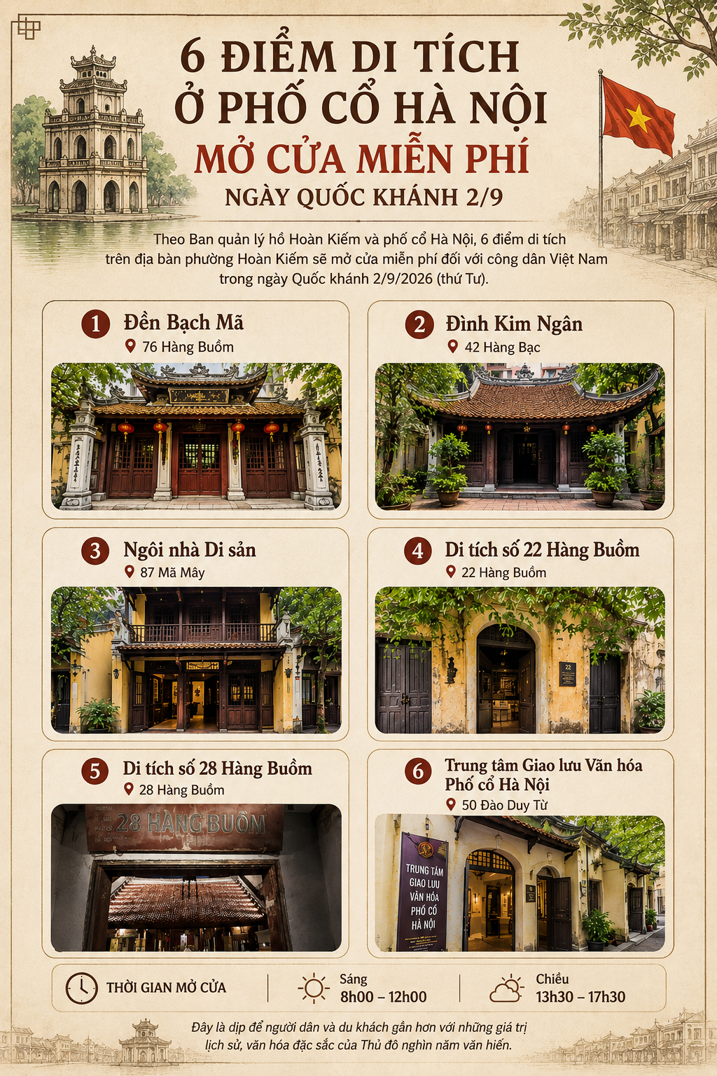 Danh s&aacute;ch 6 điểm di t&iacute;ch miễn ph&iacute; cho c&ocirc;ng d&acirc;n Việt Nam ng&agrave;y Quốc kh&aacute;nh 2 / 9 / 2026 - Ảnh 1.