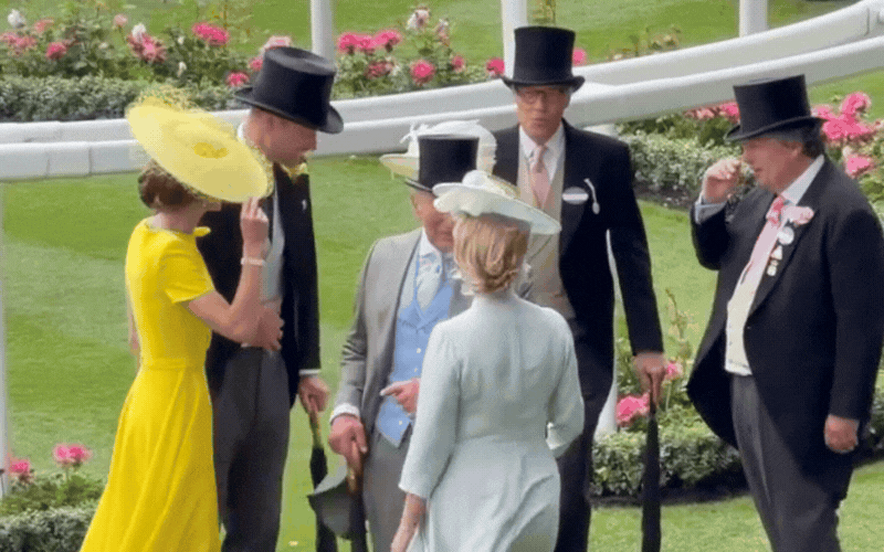 Kate Middleton nh&uacute;n gối ch&agrave;o Vua Charles v&agrave; Vương hậu Camilla tại Royal Ascot 2026 - Ảnh 1.