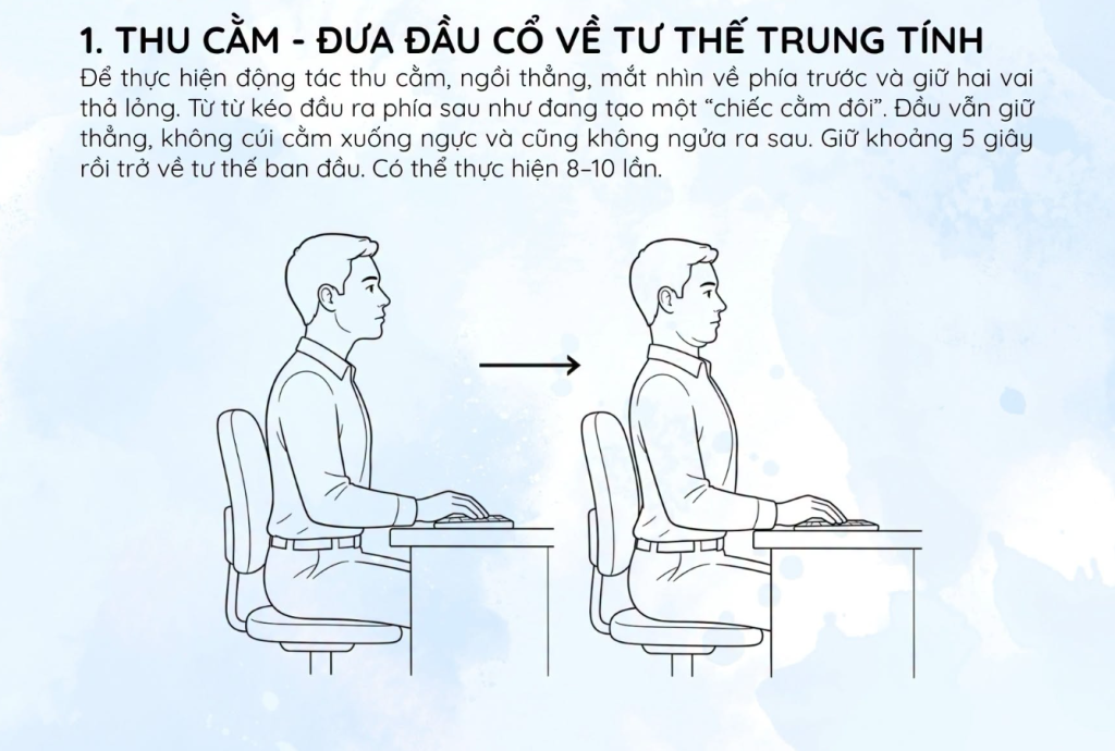 4 Động t&aacute;c đơn giản gi&uacute;p giảm đau cổ , vai , g&aacute;y khi ngồi l&agrave;m việc l&acirc;u - Ảnh 2.