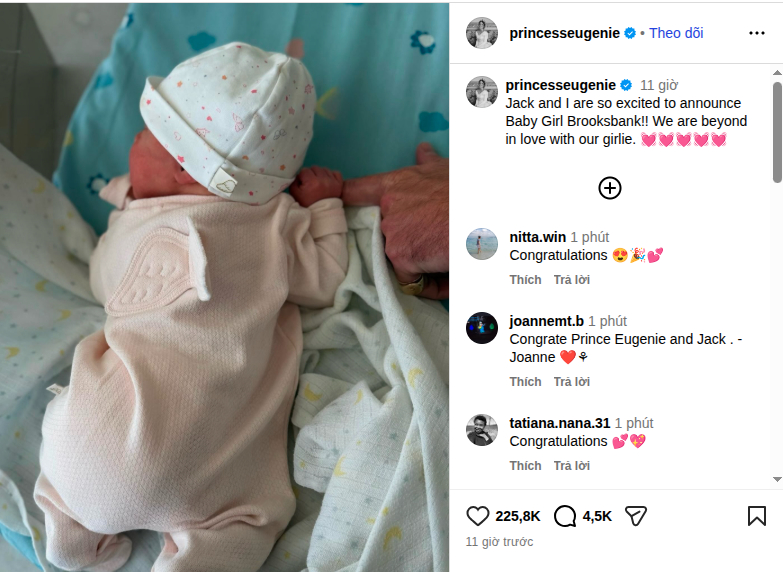 C&ocirc;ng ch&uacute;a Eugenie ch&agrave;o đ&oacute;n con g&aacute;i đầu l&ograve;ng , đ&aacute;nh dấu cột mốc đặc biệt năm 2026 - Ảnh 2.