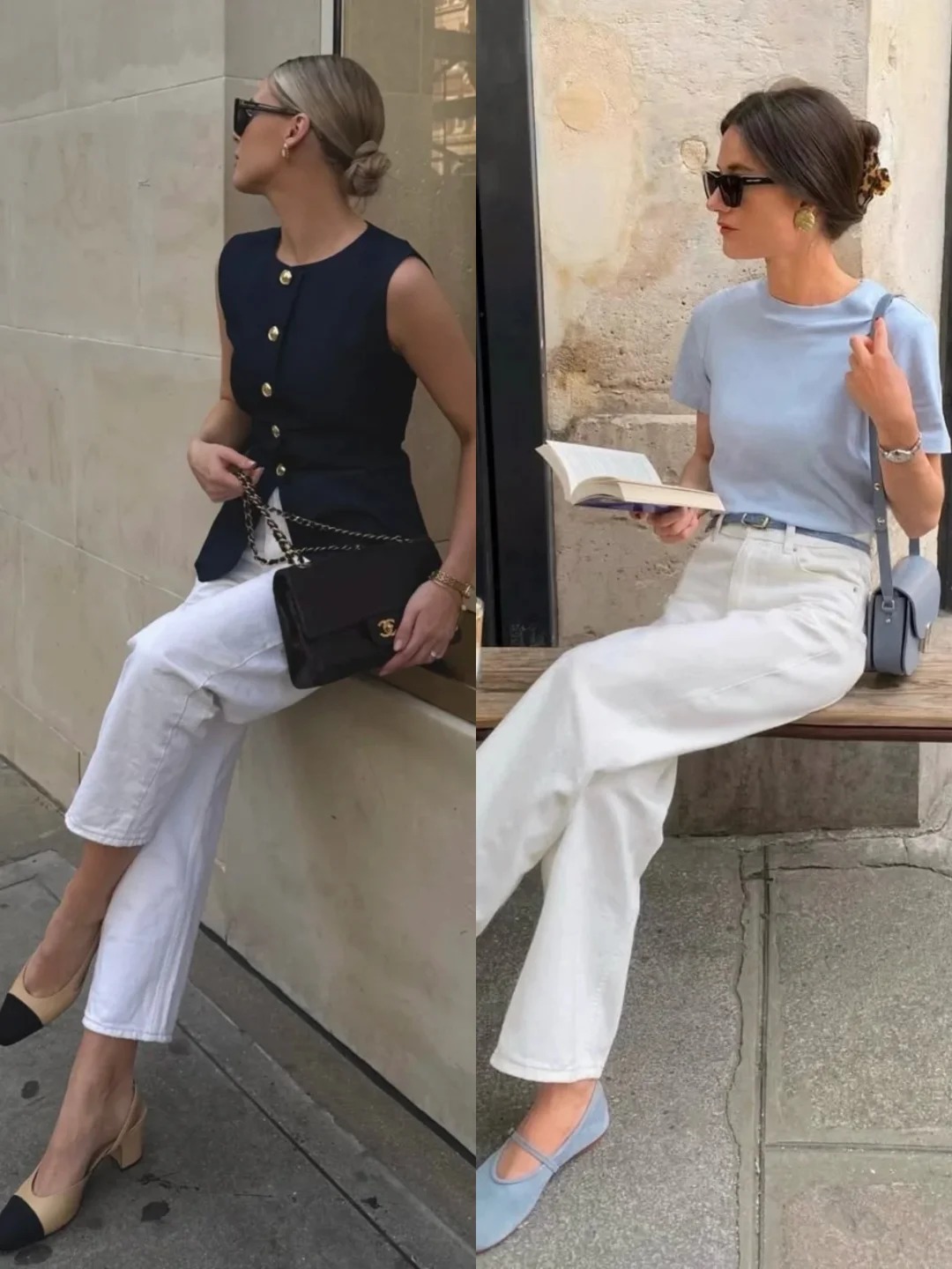 Quần jeans trắng: M&oacute;n đồ được xem l&agrave; chuẩn phong c&aacute;ch old money nơi c&ocirc;ng sở, h&egrave; n&agrave;o cũng được giới thời trang 