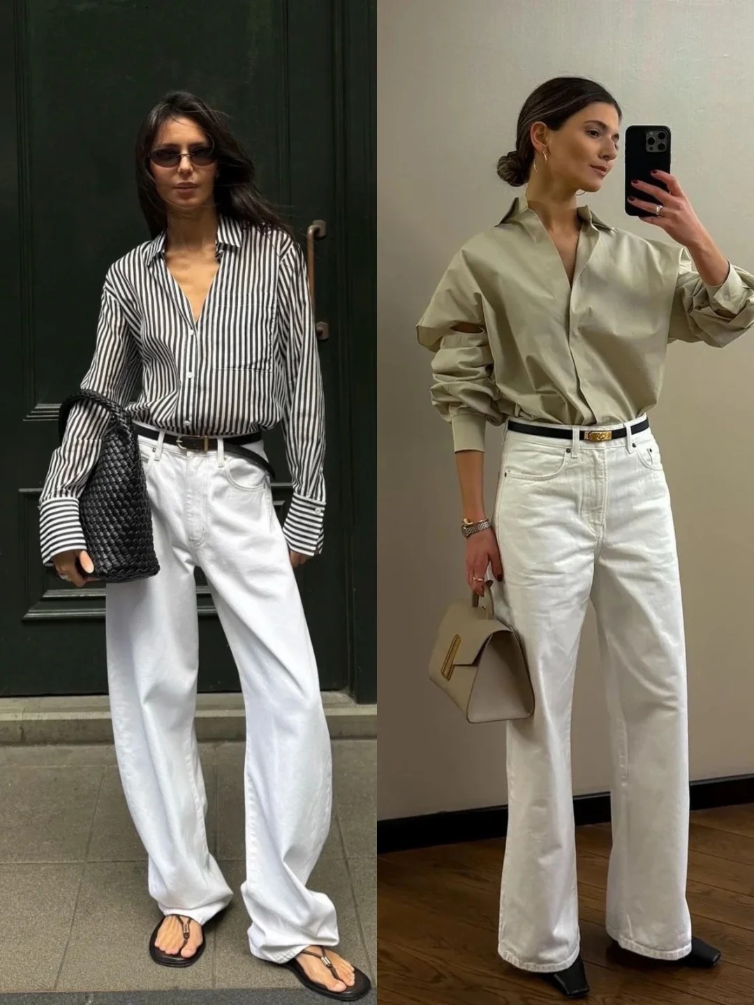 Quần jeans trắng: M&oacute;n đồ được xem l&agrave; chuẩn phong c&aacute;ch old money nơi c&ocirc;ng sở, h&egrave; n&agrave;o cũng được giới thời trang 