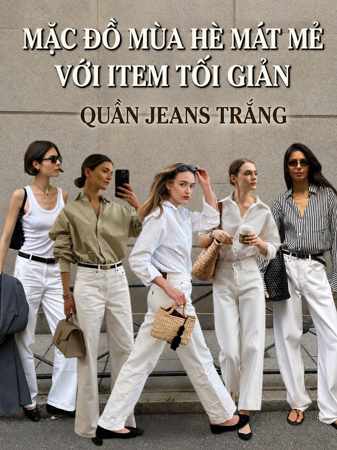 Quần jeans trắng: M&oacute;n đồ được xem l&agrave; chuẩn phong c&aacute;ch old money nơi c&ocirc;ng sở, h&egrave; n&agrave;o cũng được giới thời trang 