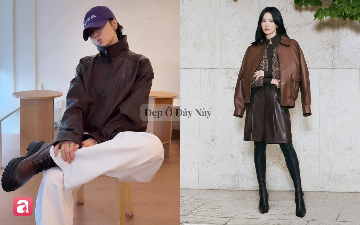 Áo khoác da: Item hack tuổi giúp Song Hye Kyo trẻ trung hơn trong mùa thu - Ảnh 2.