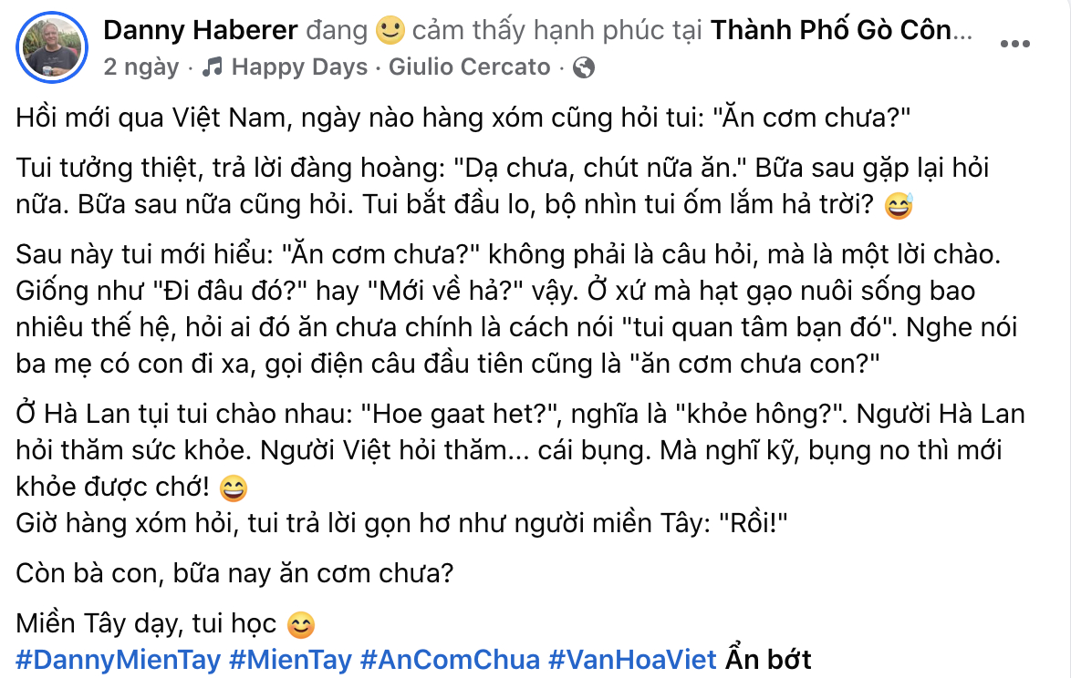 Người H&agrave; Lan hiểu &yacute; nghĩa c&acirc;u hỏi ăn cơm chưa? trong văn h&oacute;a Việt Nam 2026 - Ảnh 3.