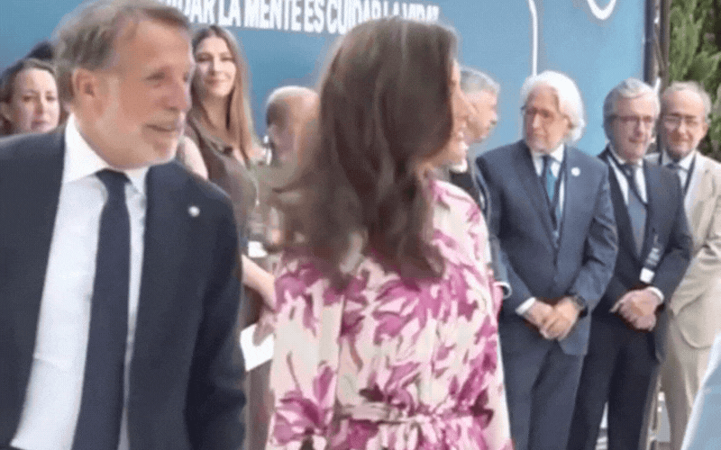 Chiếc v&aacute;y hoa hồng t&iacute;m gi&aacute; 25 triệu của Vương hậu Letizia - Ảnh 6.