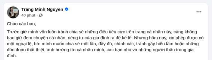 MC Minh Trang th&ocirc;ng b&aacute;o ly h&ocirc;n: Khủng hoảng trong L&agrave;ng H&aacute;o Hức v&agrave; sự quyết t&acirc;m l&agrave;m mẹ - Ảnh 1.