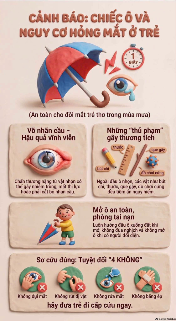 Tai nạn vỡ nh&atilde;n cầu ở trẻ em do bật &ocirc; trong mưa b&atilde;o 2026 - Ảnh 2.