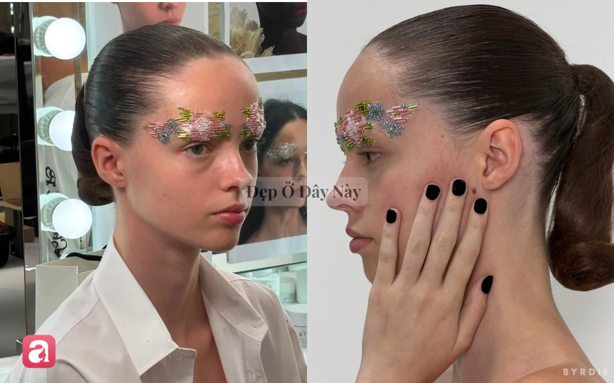 Biến lông mày thành tác phẩm nghệ thuật, Simone Rocha khiến makeup trên sàn diễn Xuân Hè 2027 trở thành điểm nhấn - Ảnh 2.