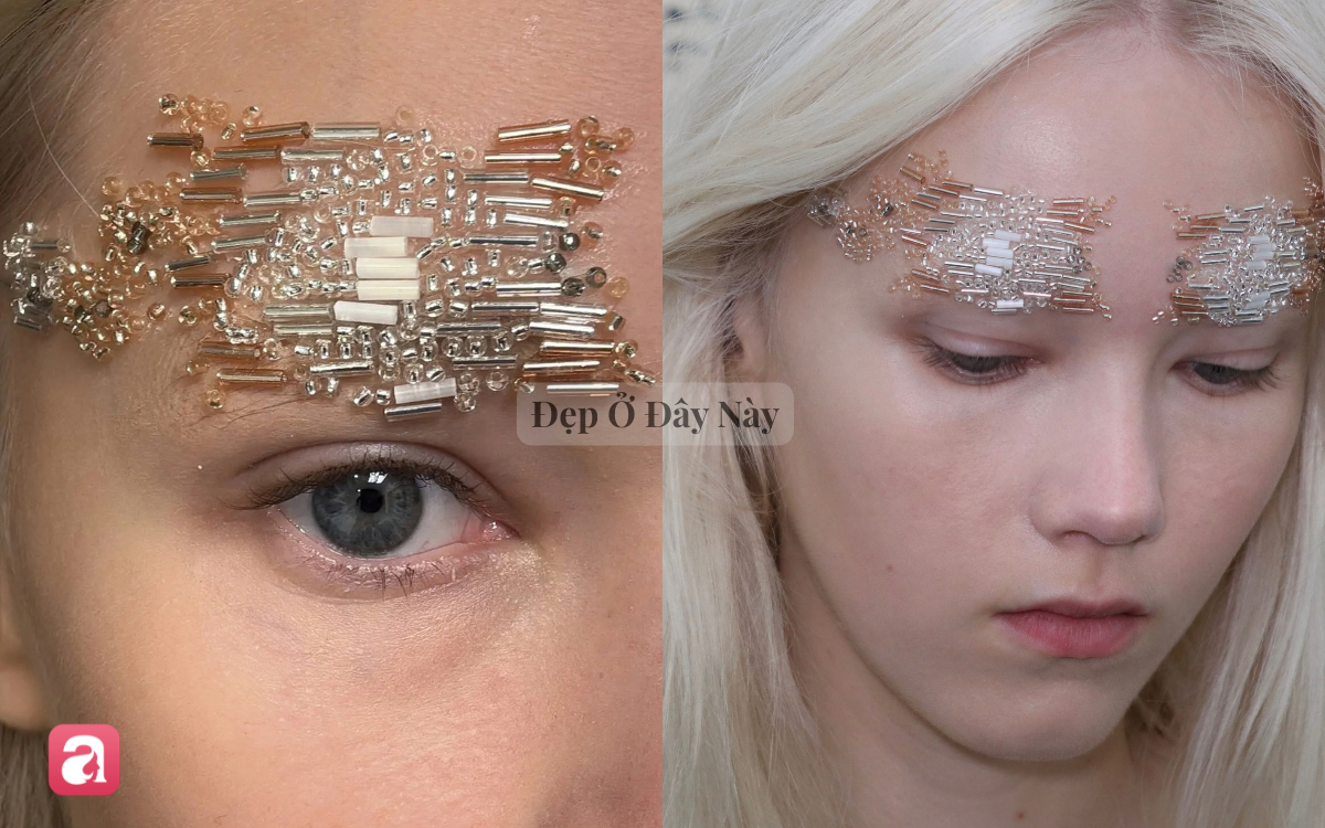Biến lông mày thành tác phẩm nghệ thuật, Simone Rocha khiến makeup trên sàn diễn Xuân Hè 2027 trở thành điểm nhấn - Ảnh 3.