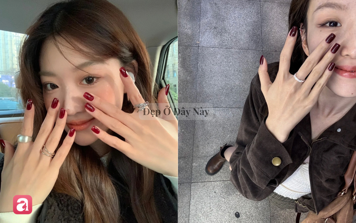Nail đỏ Burgundy th&agrave;nh hot trend m&ugrave;a lạnh n&agrave;y: Kh&ocirc;ng cần cầu kỳ vẫn sang chuẩn 