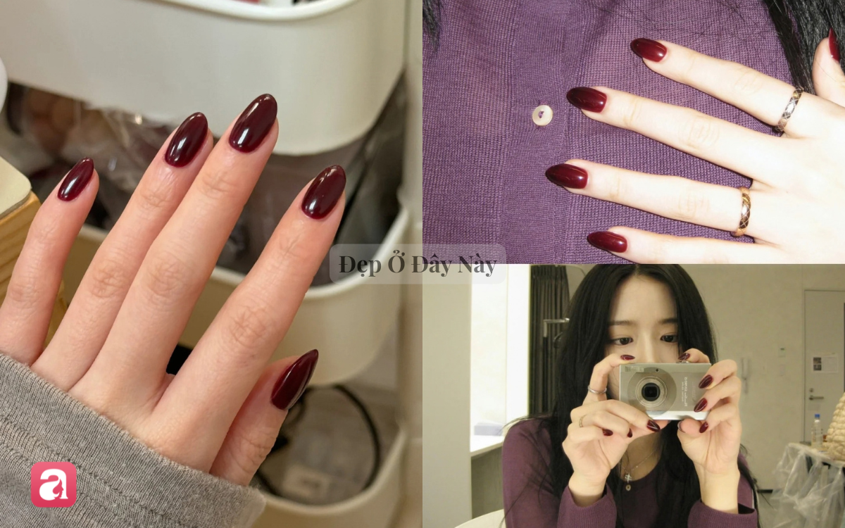 Nail đỏ Burgundy th&agrave;nh hot trend m&ugrave;a lạnh n&agrave;y: Kh&ocirc;ng cần cầu kỳ vẫn sang chuẩn 