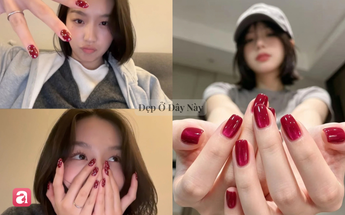 Nail đỏ Burgundy th&agrave;nh hot trend m&ugrave;a lạnh n&agrave;y: Kh&ocirc;ng cần cầu kỳ vẫn sang chuẩn 