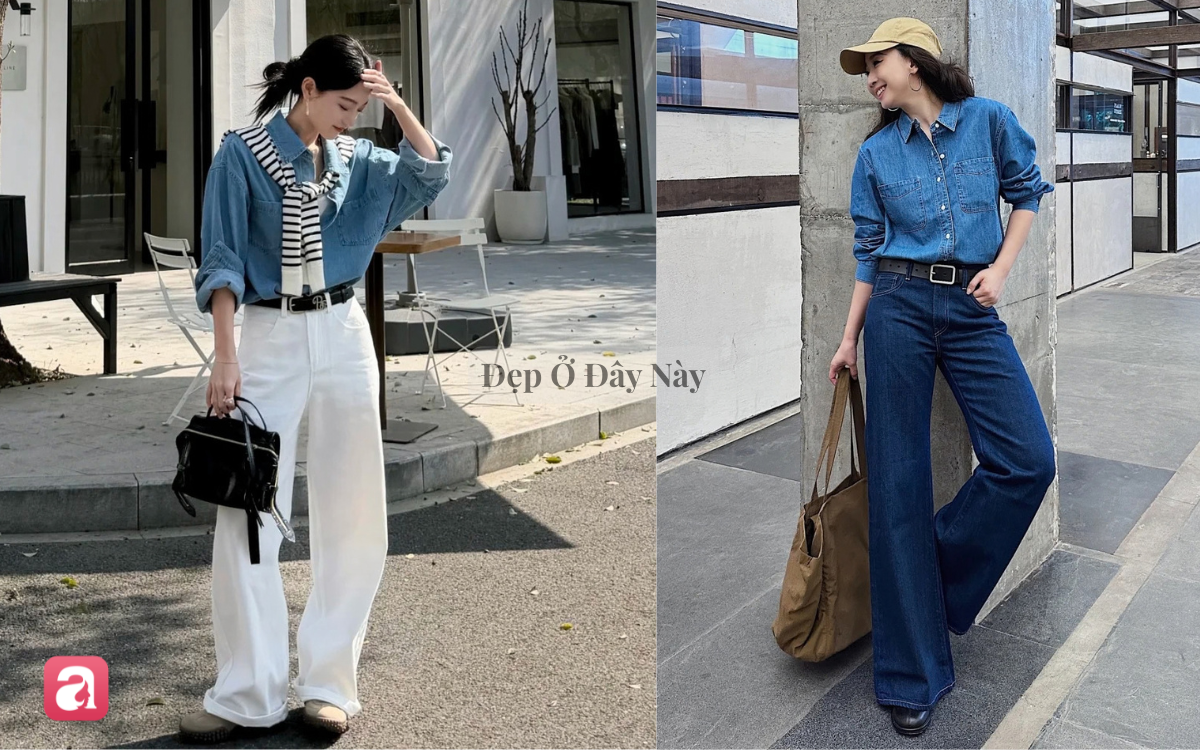 Sơ mi denim: Diện vừa trẻ trung vừa sang chuẩn old money cho n&agrave;ng c&ocirc;ng sở - Ảnh 3.