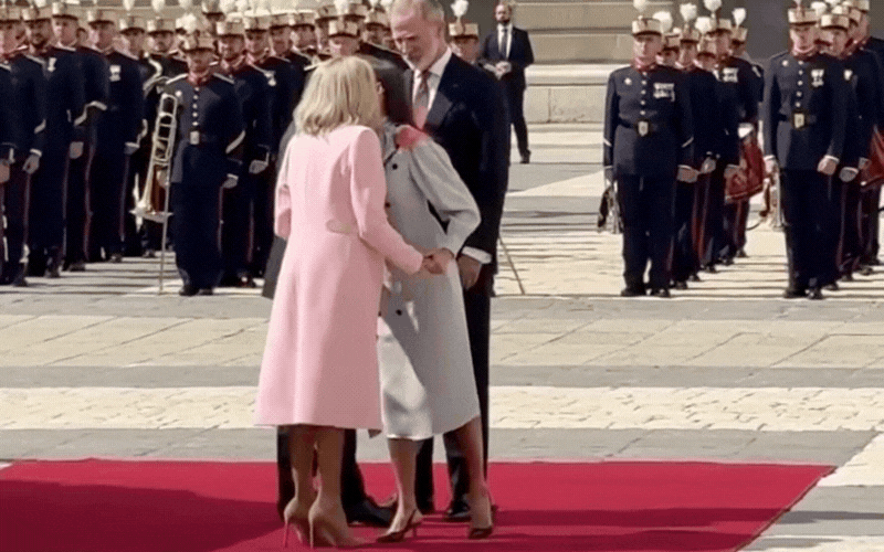 Vương hậu Letizia tỏa s&aacute;ng với chiếc v&aacute;y Pertegaz trong lễ đ&oacute;n Tổng thống Ph&aacute;p tại Madrid - Ảnh 1.